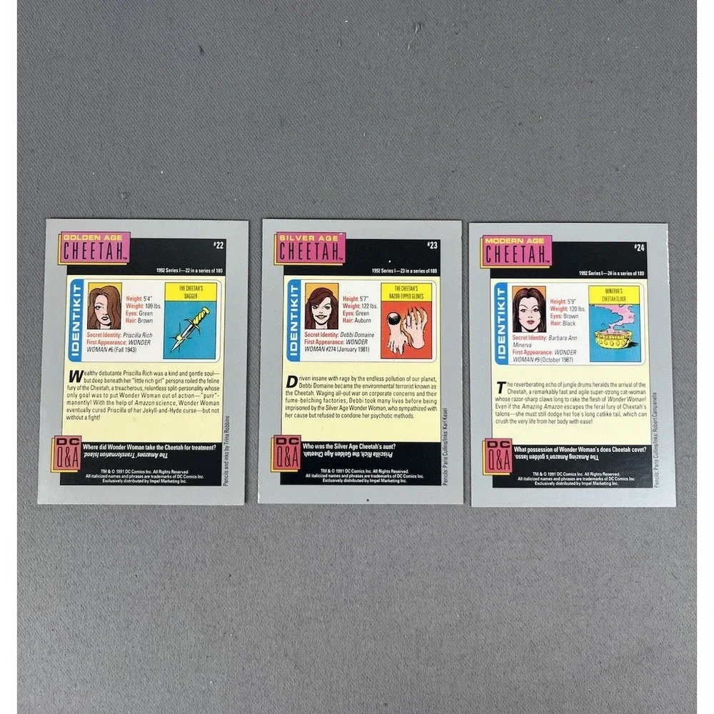1991 DC Comic Cards CHEETAH Villain Heritage Set Of 3